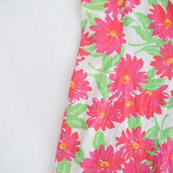 Vintage 90s Merona Pink And Green Floral Daisy  Midi Dress Size L - Picture 9 of 14